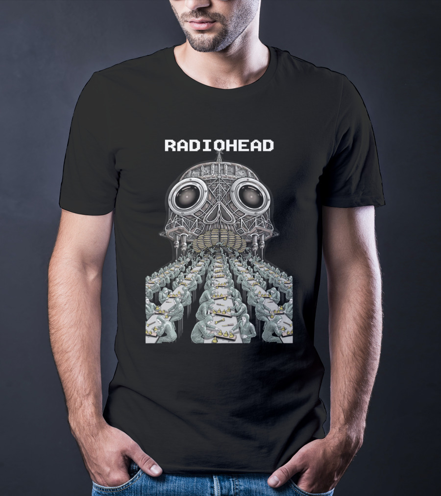 Radiohead Skull Factory Assembly Line Art T-Shirt