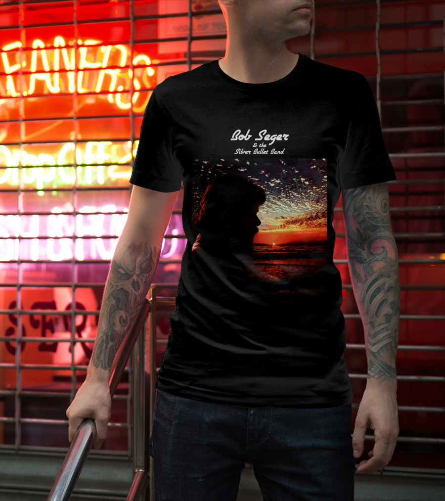 Bob Seger & The Silver Bullet Band Sunset Ocean Silhouette Scene T-Shirt