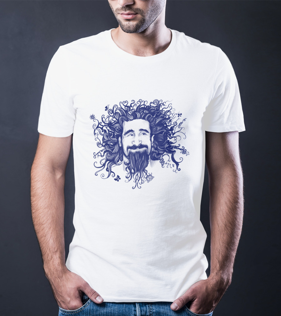 Soad Serj Tankian Psychedelic Blue Illustration T-Shirt