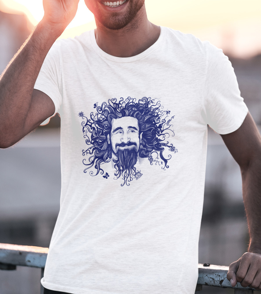 Soad Serj Tankian Psychedelic Blue Illustration T-Shirt