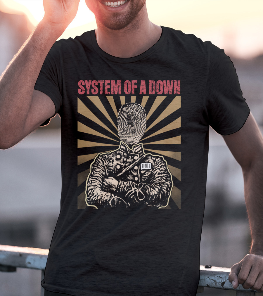 System Of A Down Fingerprint Portrait Starburst T-Shirt