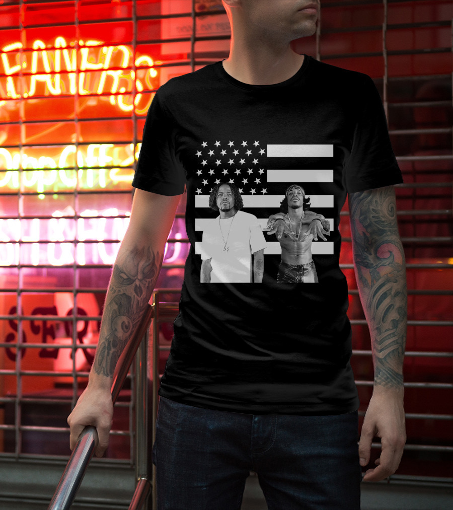 Outkast American Flag Style Black And White Duo T-Shirt