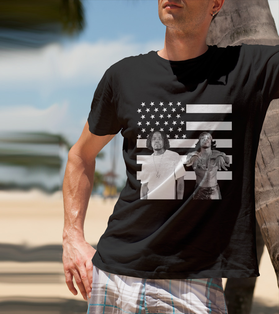 Outkast American Flag Style Black And White Duo T-Shirt