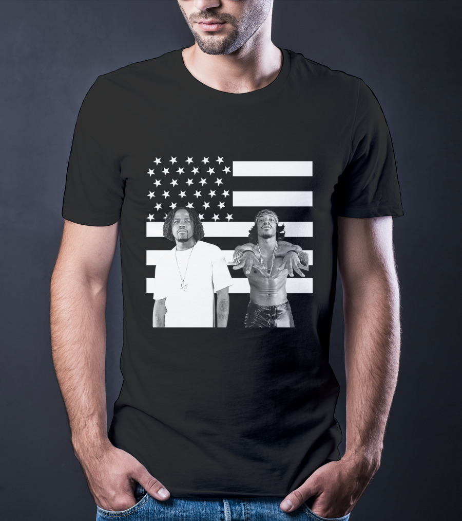 Outkast American Flag Style Black And White Duo T-Shirt
