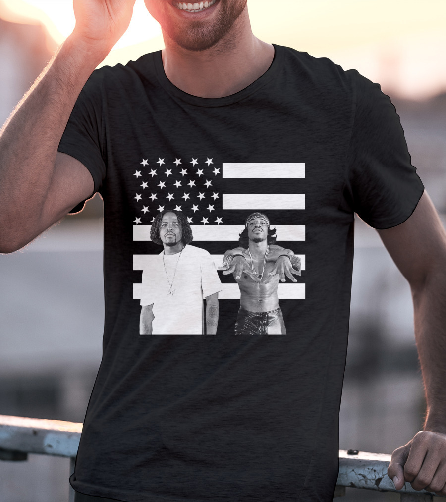 Outkast American Flag Style Black And White Duo T-Shirt