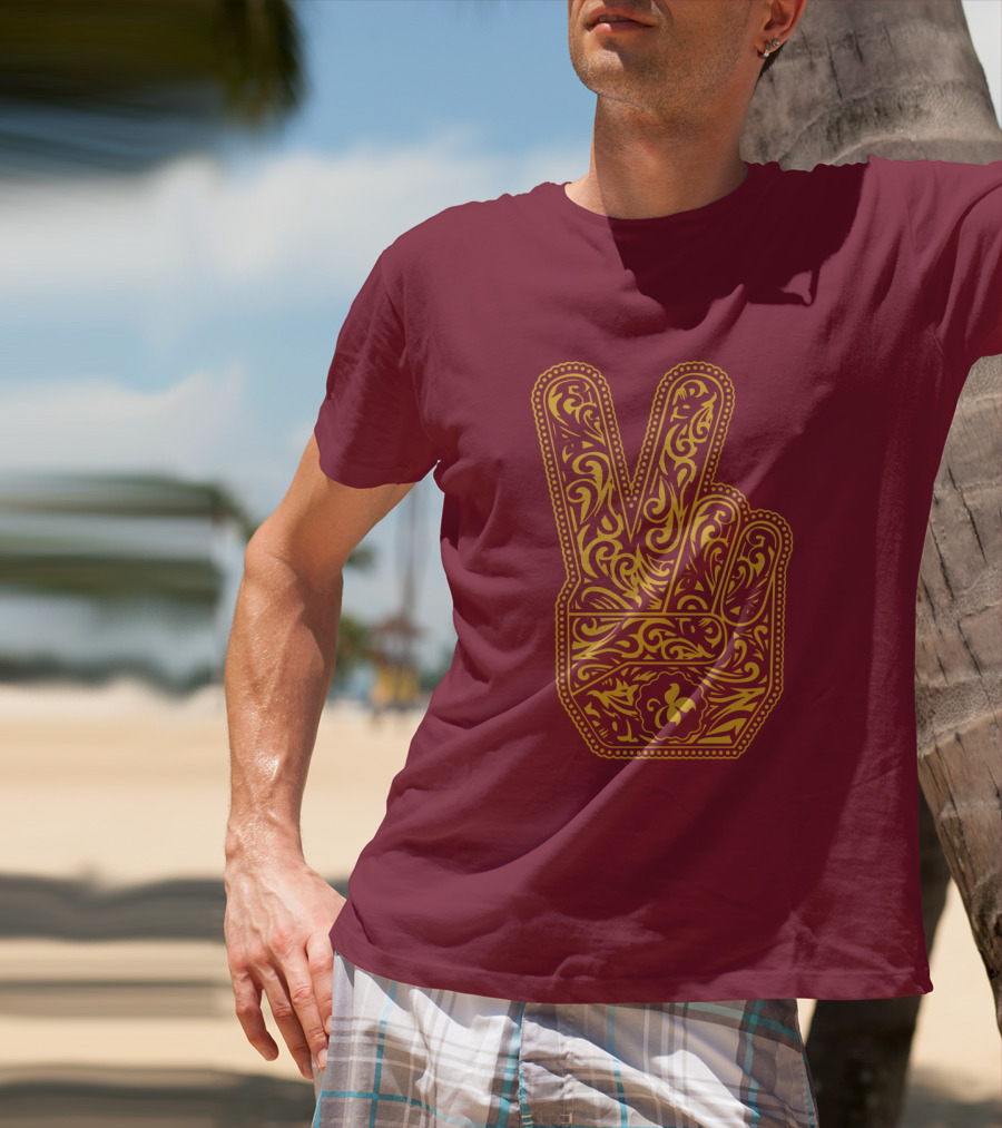 Stp Peace Hand Vintage Ornate Fleur-De-Lis T-Shirt