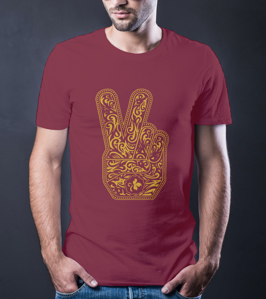 Stp Peace Hand Vintage Ornate Fleur-De-Lis T-Shirt