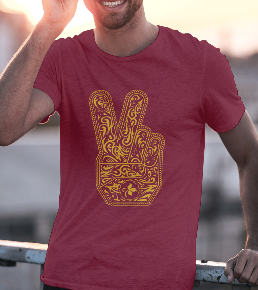 Stp Peace Hand Vintage Ornate Fleur-De-Lis T-Shirt