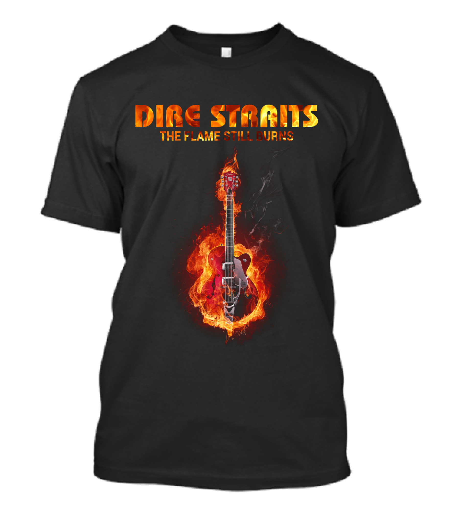 Dire Straits The Flame Still Burns Gibson Les Paul Guitar Inferno T-Shirt
