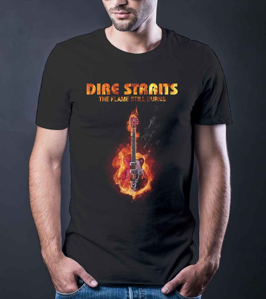 Dire Straits The Flame Still Burns Gibson Les Paul Guitar Inferno T-Shirt