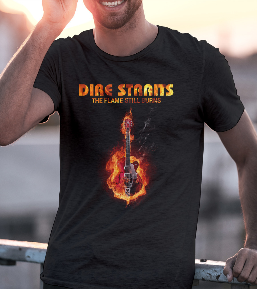 Dire Straits The Flame Still Burns Gibson Les Paul Guitar Inferno T-Shirt