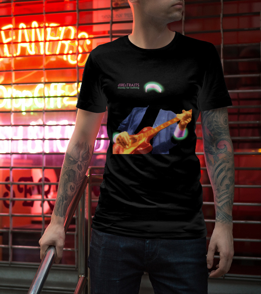 Dire Straits Money For Nothing Iconic Neon Guitar T-Shirt