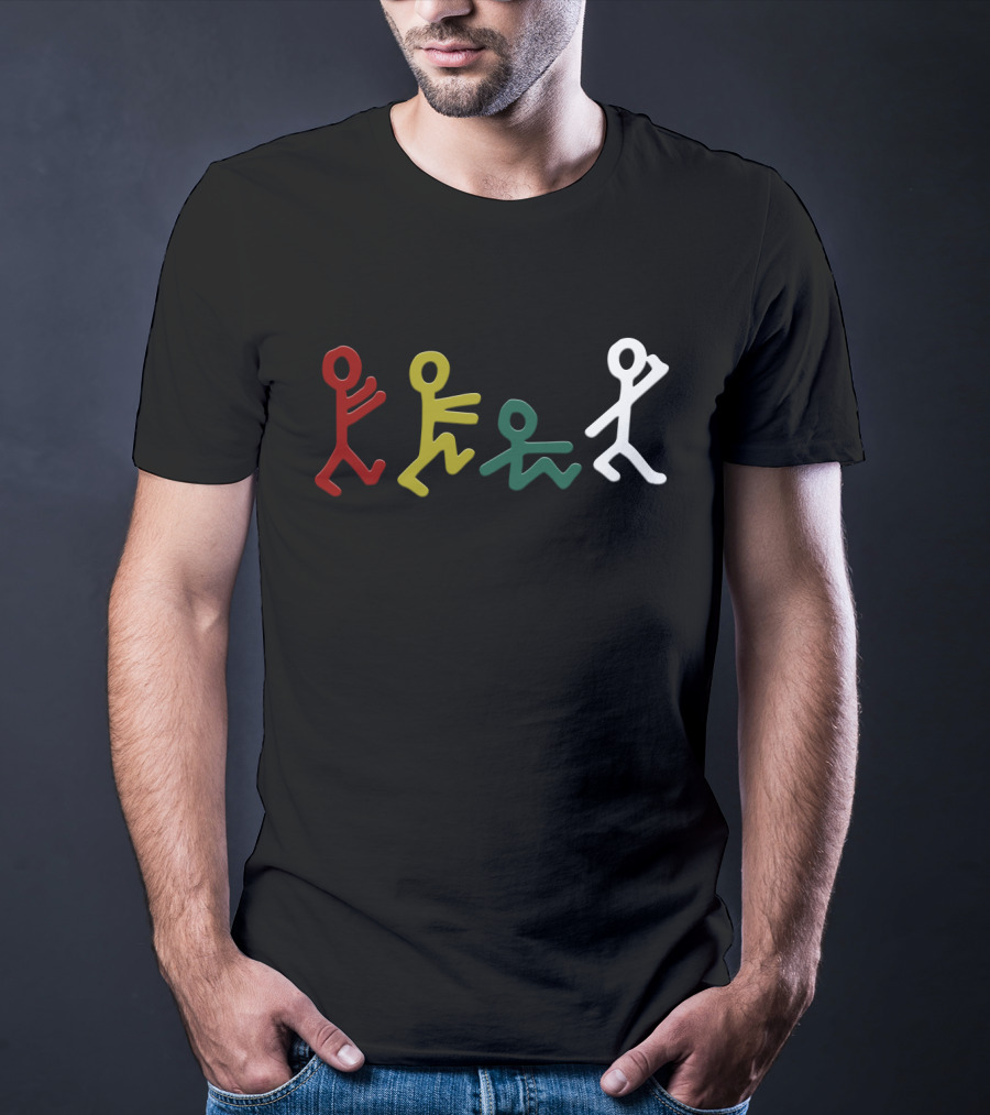 Atcq Stick Figures Red Green Yellow White T-Shirt