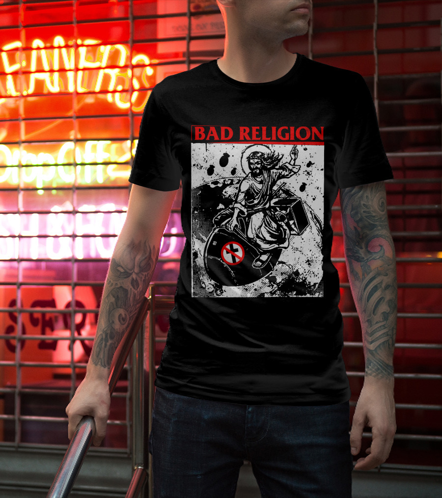 Bad Religion Jesus Riding Bomb Artwork T-Shirt