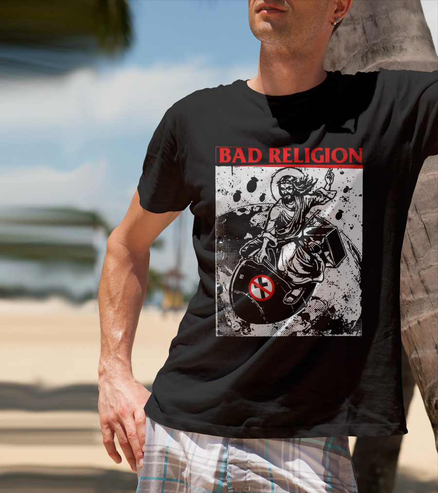 Bad Religion Jesus Riding Bomb Artwork T-Shirt