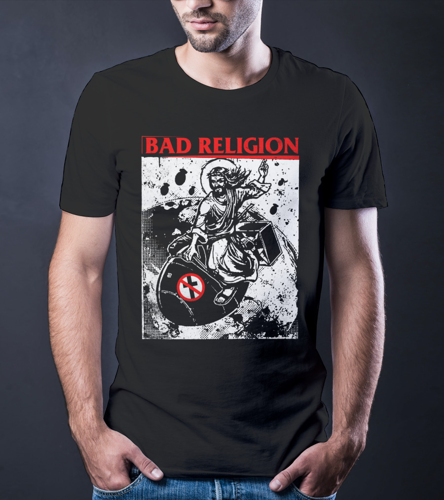 Bad Religion Jesus Riding Bomb Artwork T-Shirt