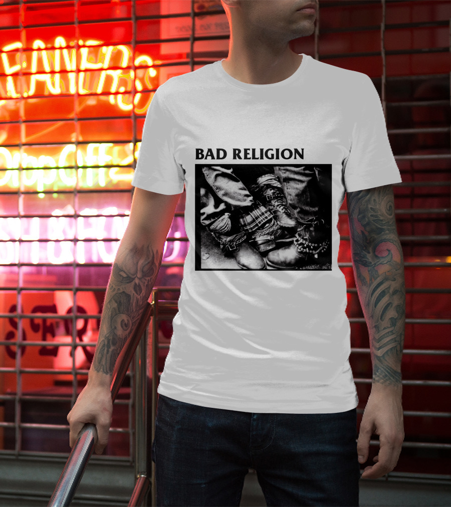 Bad Religion Band Punk Rock Boot Chains And Plaid Pants T-Shirt