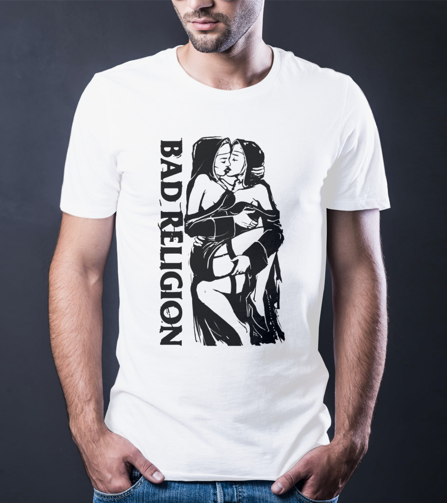 Bad Religion Nuns Graphic Novelty Black And White Bold Art T-Shirt