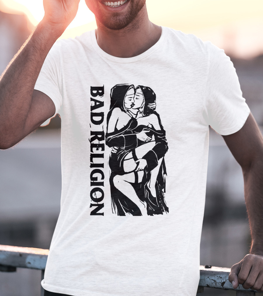 Bad Religion Nuns Graphic Novelty Black And White Bold Art T-Shirt