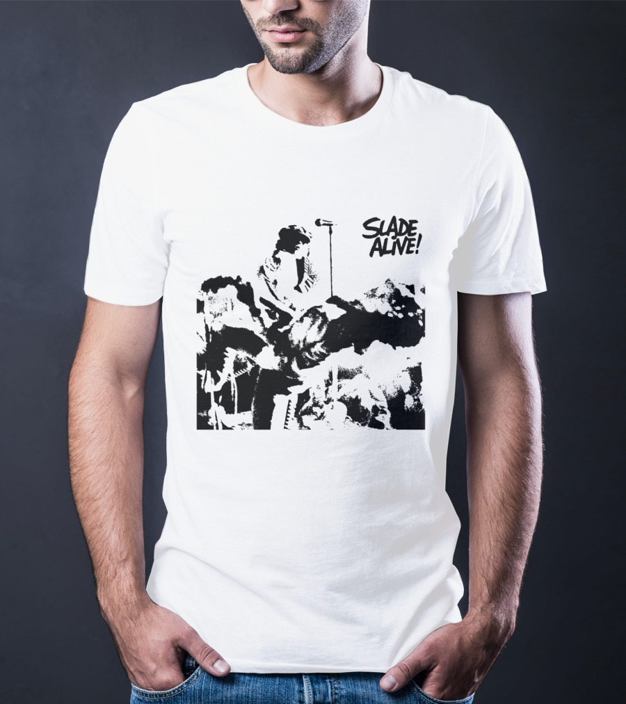 Slade Alive! Retro Concert Photo Black And White T-Shirt