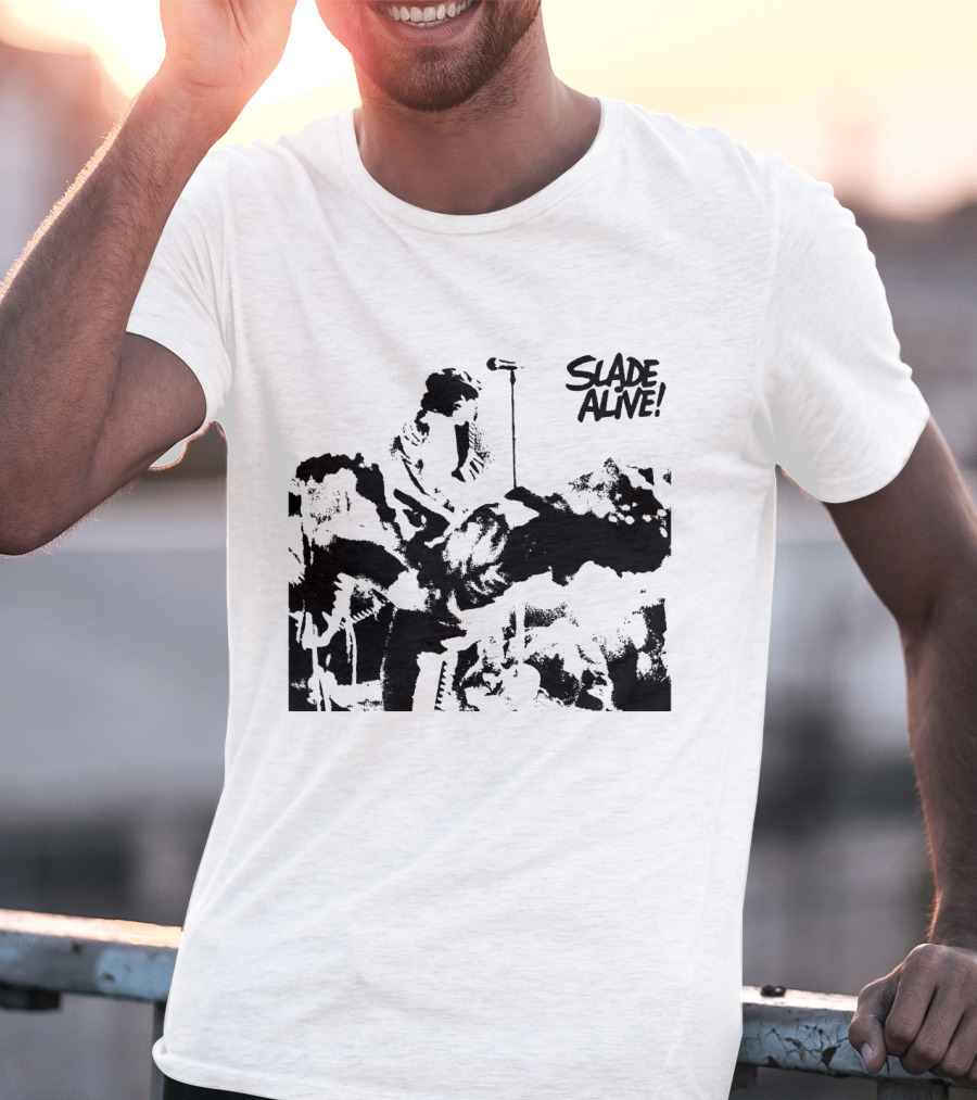 Slade Alive! Retro Concert Photo Black And White T-Shirt