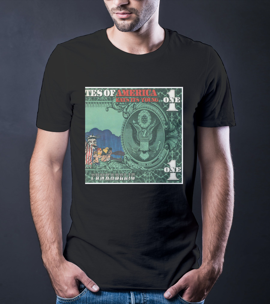 Fkdl United States Of America Eats Its Young Currency Satire T-Shirt