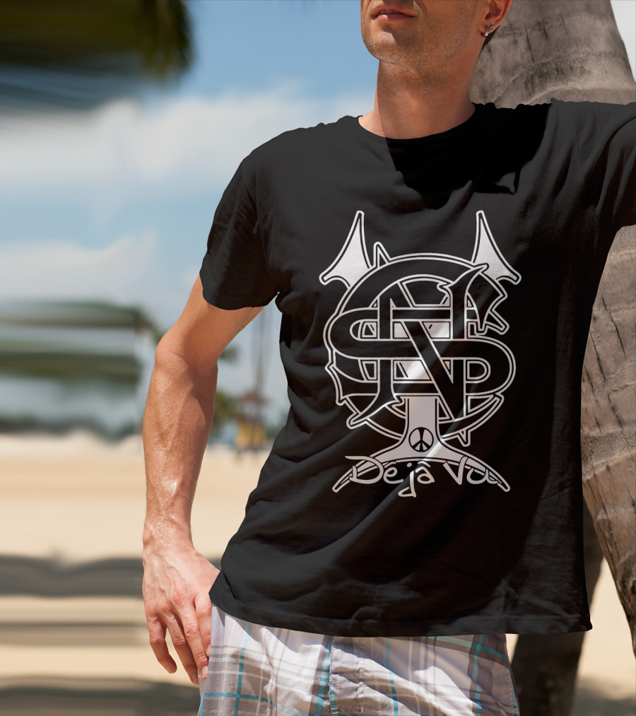 Crosby Stills Nash And Young Deja Vu Peace Symbol T-Shirt
