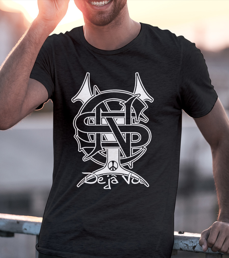 Crosby Stills Nash And Young Deja Vu Peace Symbol T-Shirt