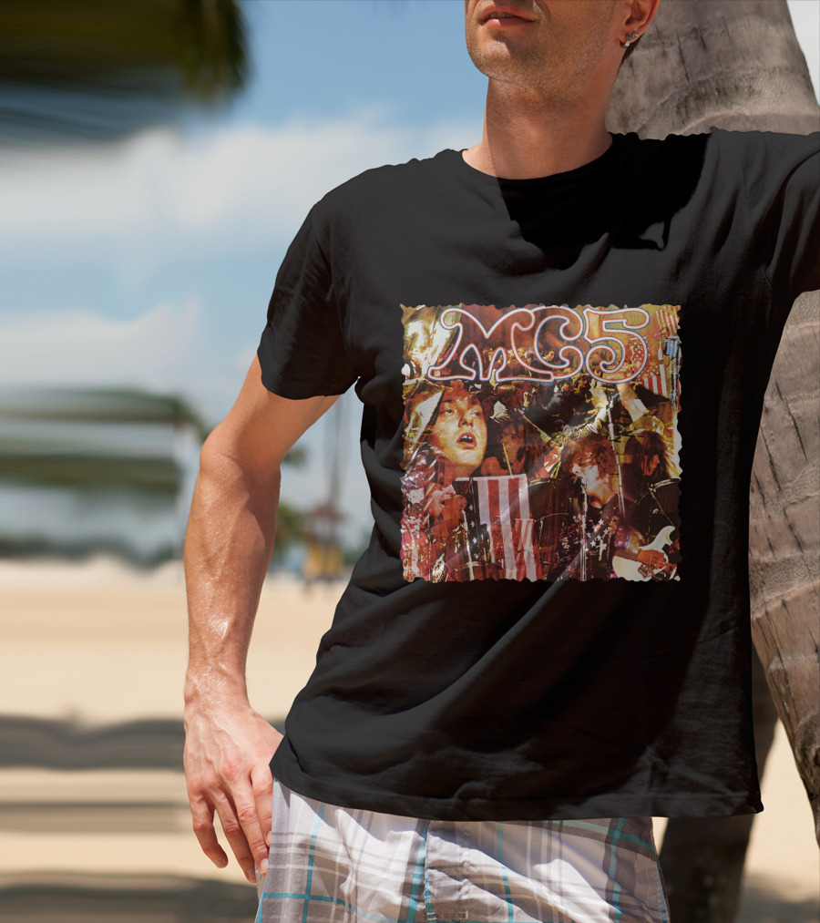 MC5 Kick Out The Jams Psychedelic Rock Performance Collage With American Flag T-Shirt