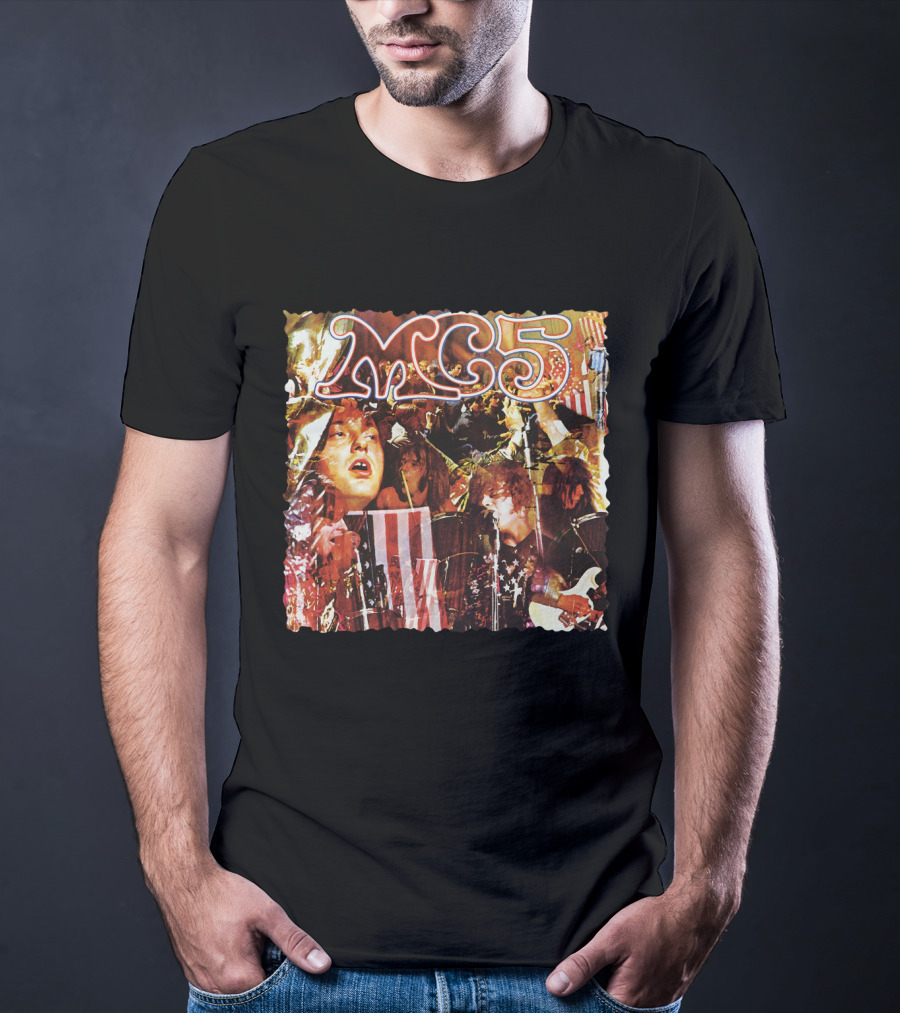 MC5 Kick Out The Jams Psychedelic Rock Performance Collage With American Flag T-Shirt