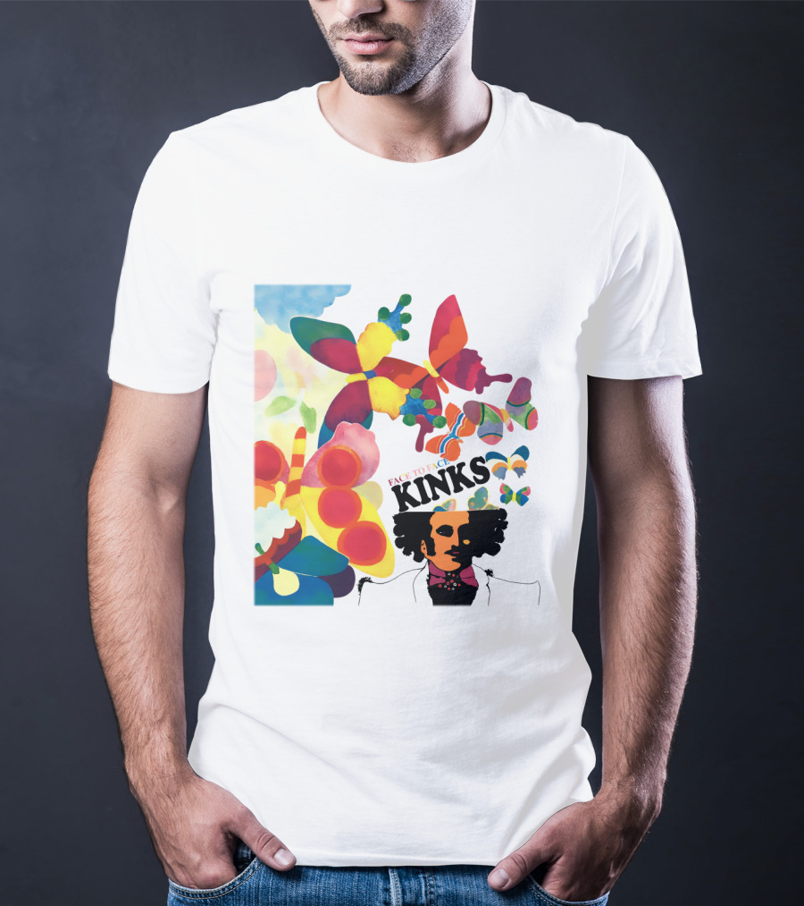 The Kinks Face To Face Colorful Butterflies And Psychedelic T-Shirt