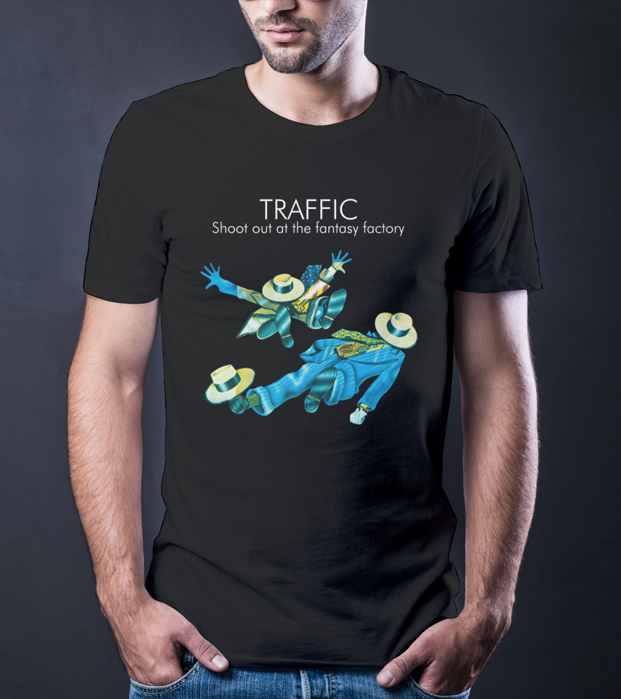 Traffic Shoot Out At The Fantasy Factory Psychedelic Figures Floating With Hats And Suits T-Shirt