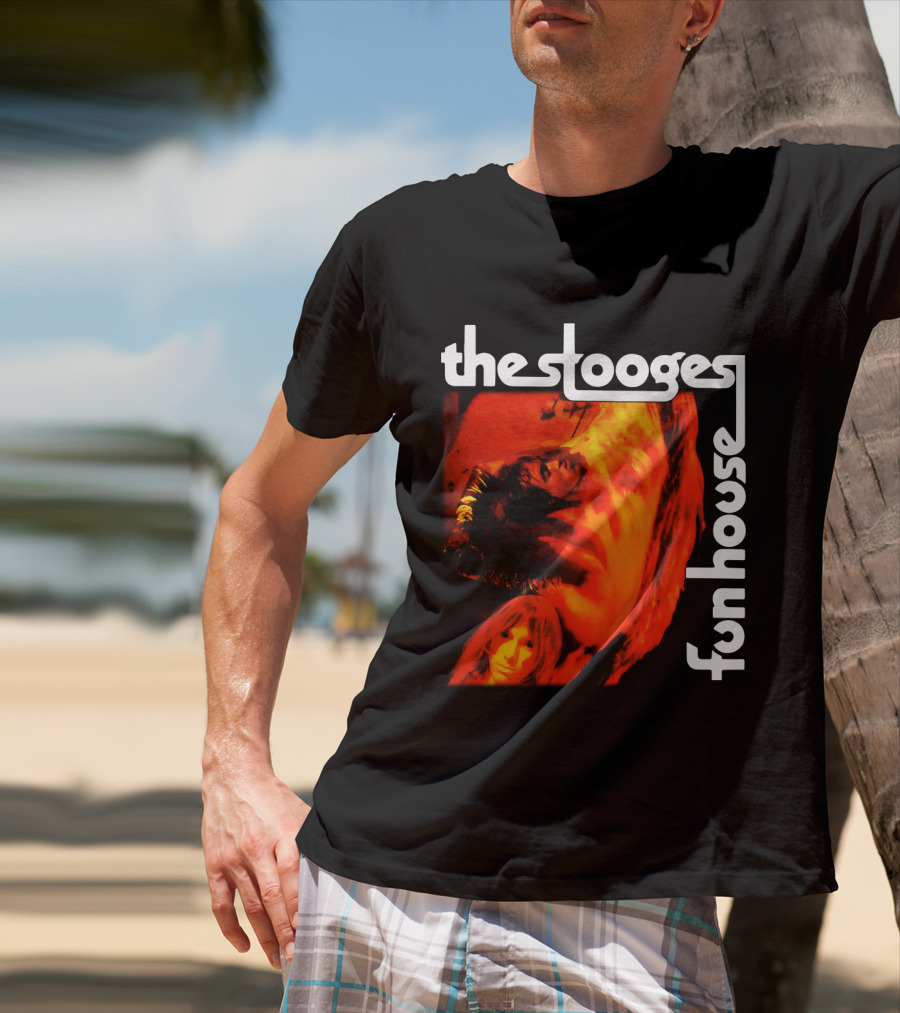 The Stooges Fun House 1970 Album Cover Art With Band Faces In Red And Orange T-Shirt