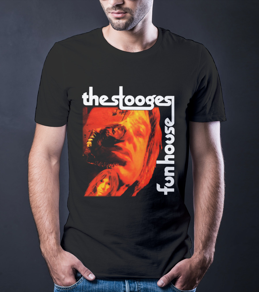 The Stooges Fun House 1970 Album Cover Art With Band Faces In Red And Orange T-Shirt