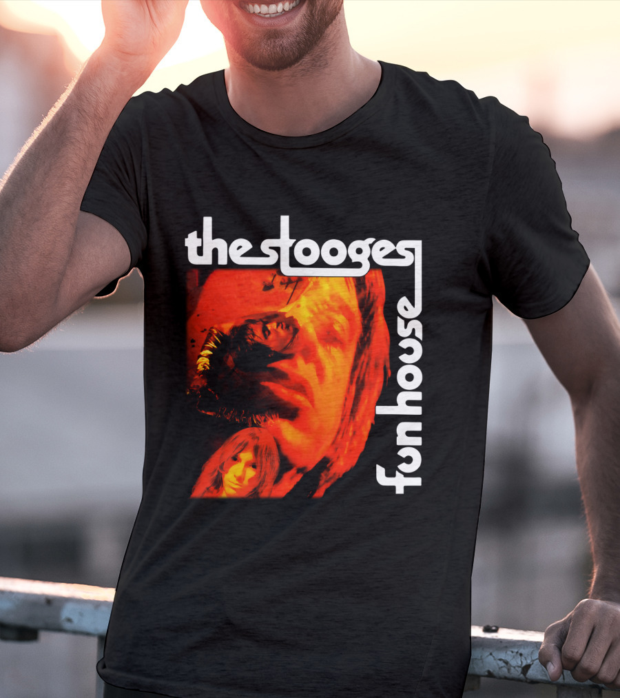 The Stooges Fun House 1970 Album Cover Art With Band Faces In Red And Orange T-Shirt