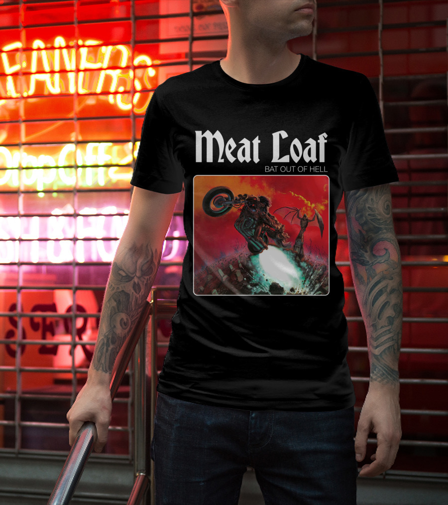 Meat Loaf Bat Out Of Hell Motorcycle And Bat T-Shirt
