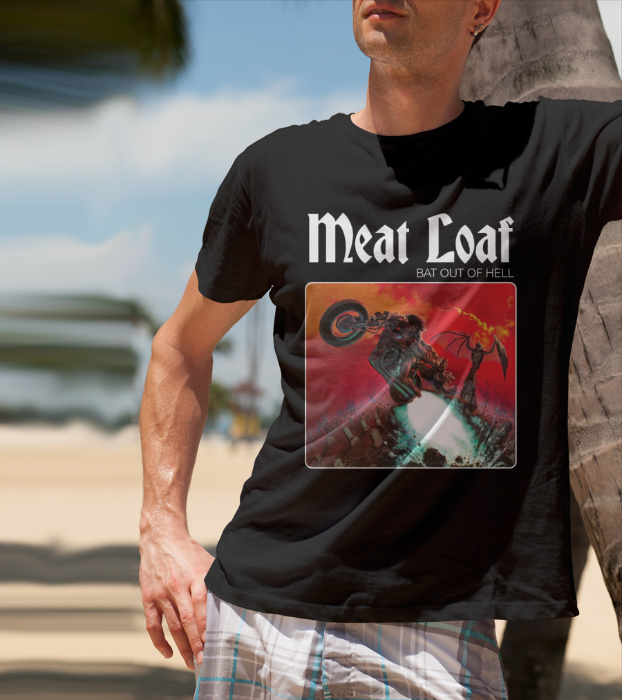 Meat Loaf Bat Out Of Hell Motorcycle And Bat T-Shirt