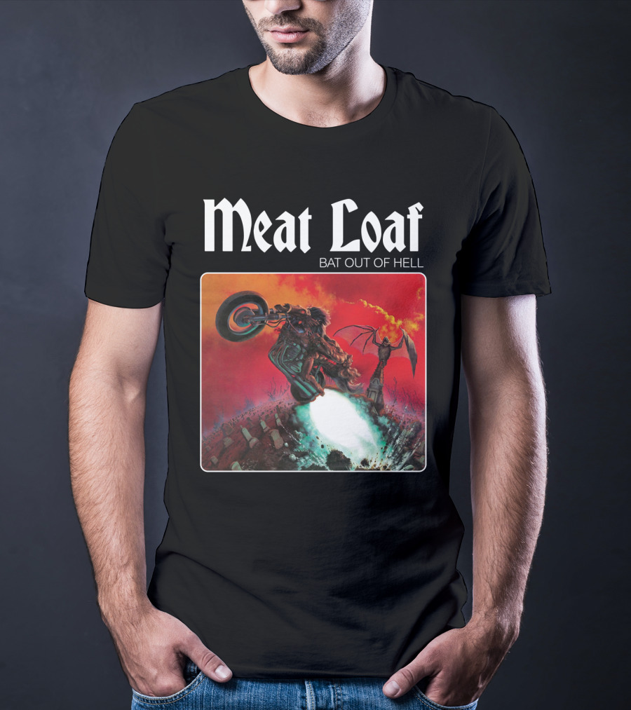 Meat Loaf Bat Out Of Hell Motorcycle And Bat T-Shirt