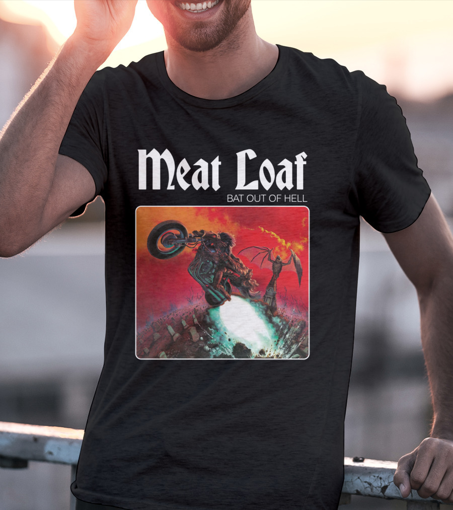 Meat Loaf Bat Out Of Hell Motorcycle And Bat T-Shirt