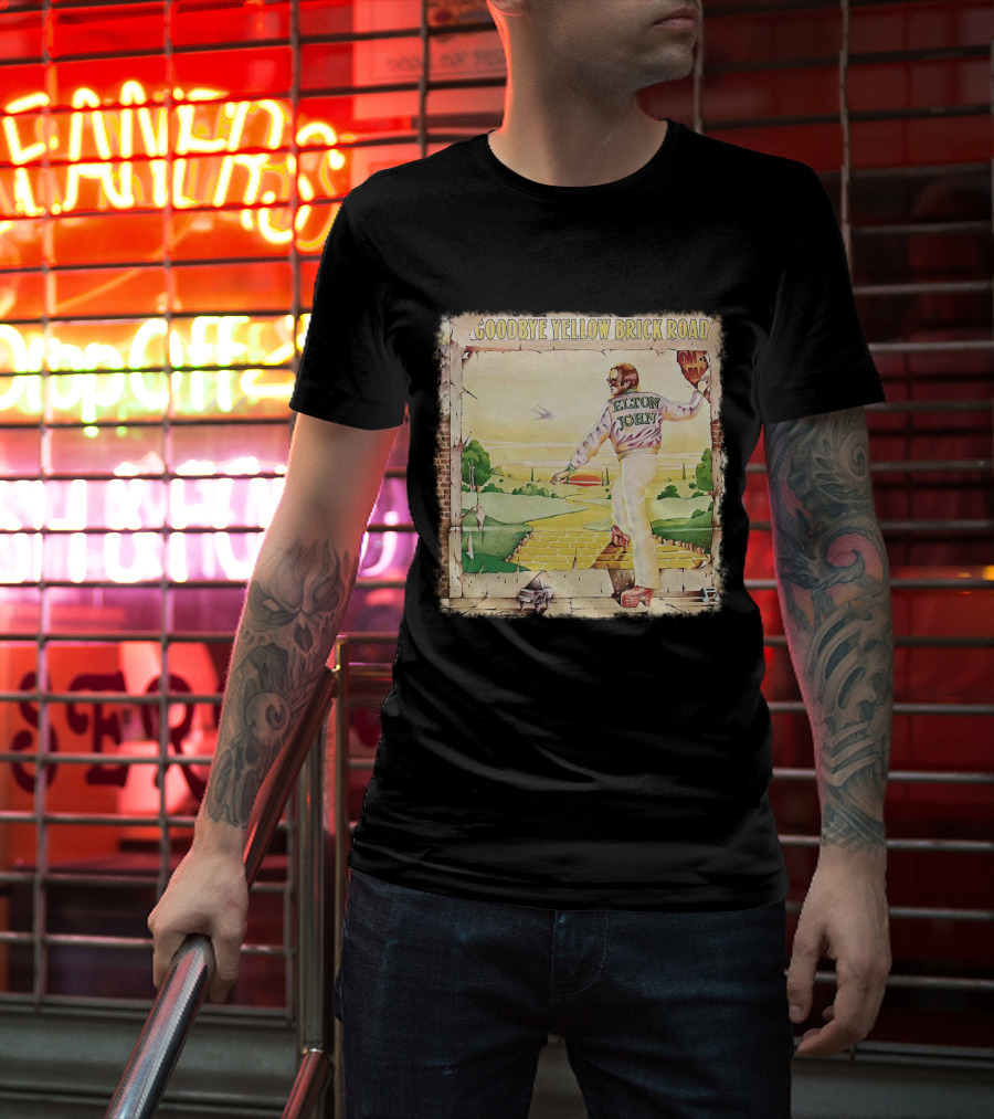 Elton John Goodbye Yellow Brick Road Album Cover T-Shirt