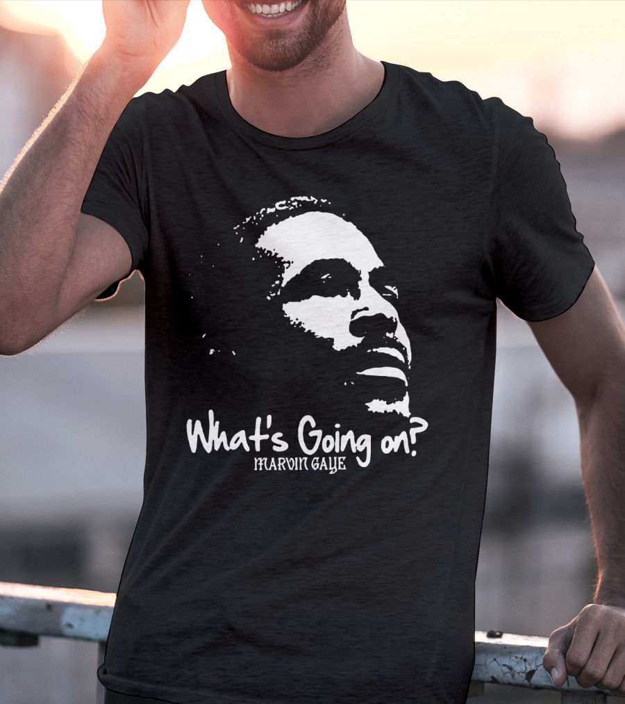 Marvin Gaye What's Going On 1971 Album Cover Art Iconic Black And White Silhouette T-Shirt