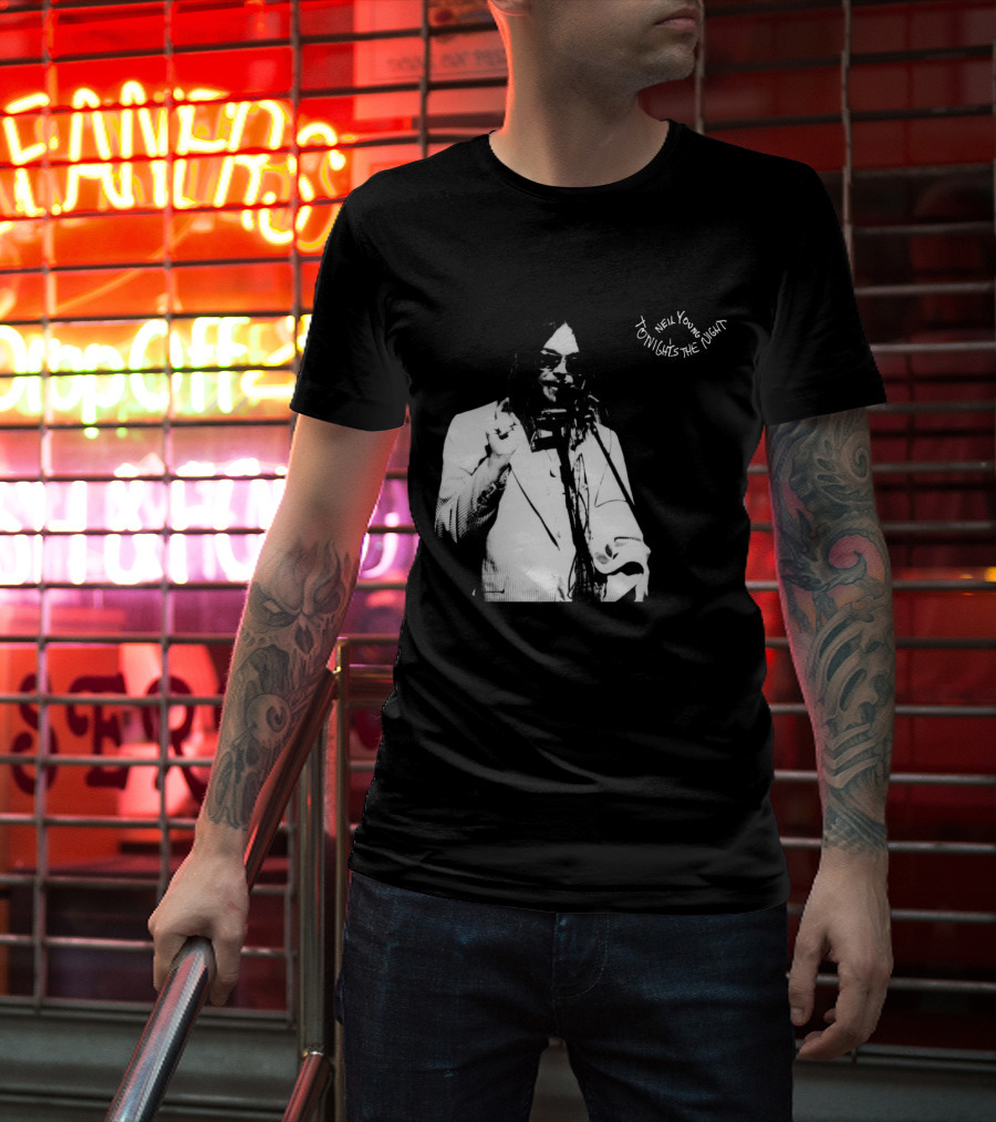 Neil Young Tonight's The Night Black And White Photo T-Shirt