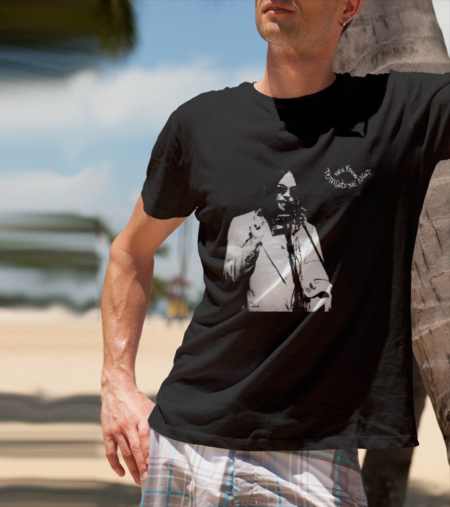 Neil Young Tonight's The Night Black And White Photo T-Shirt