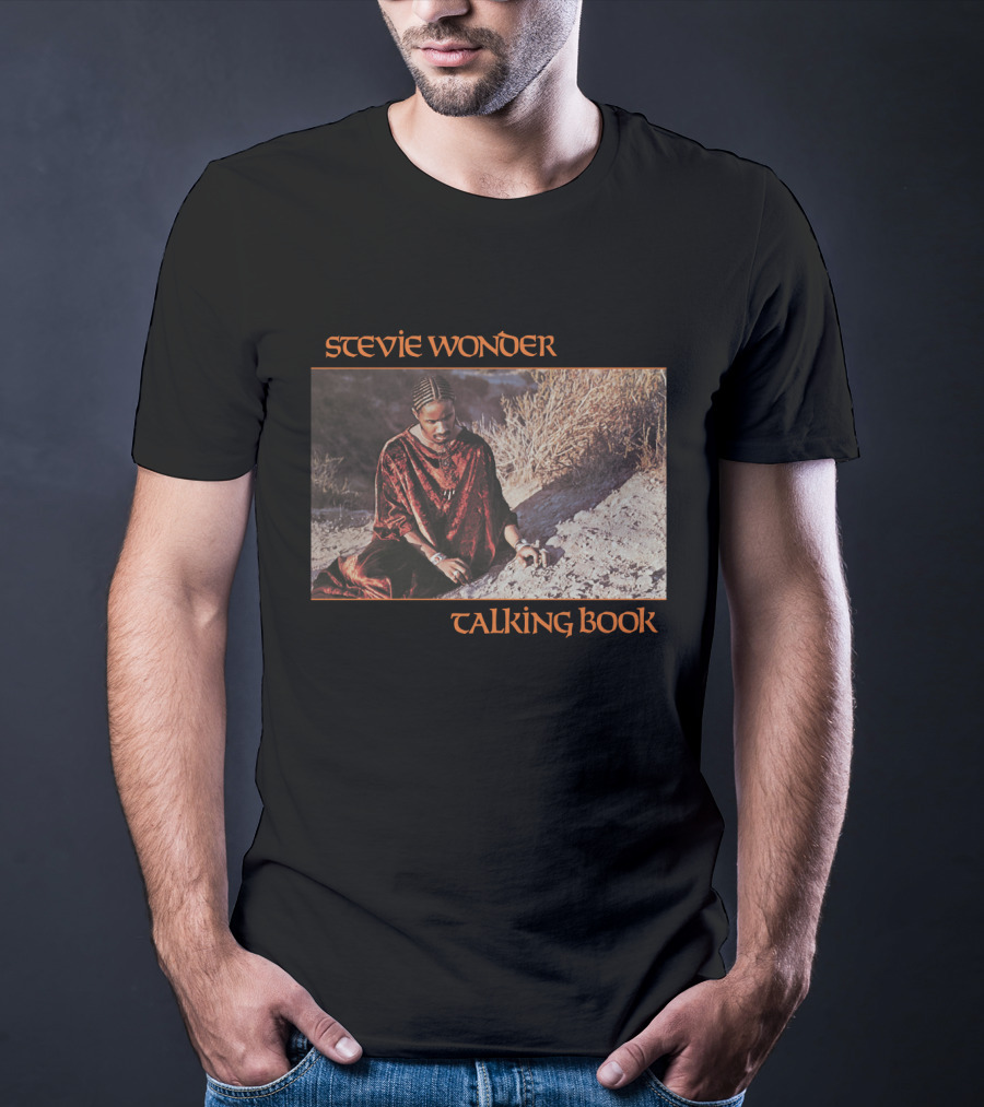 Stevie Wonder Sitting In Sand Talking Book Cover T-Shirt