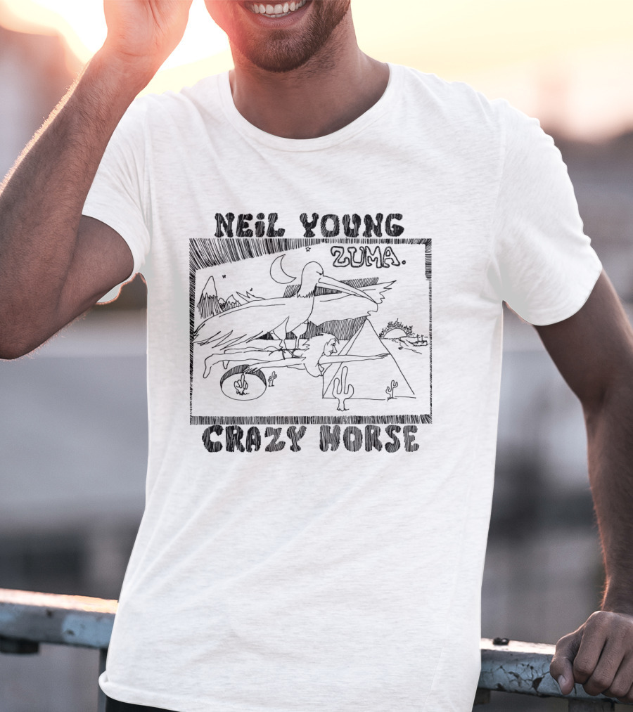 Neil Young Crazy Horse Zuma Desert Scene Eagle And Pyramid T-Shirt