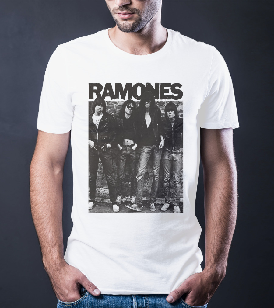 Ramones Black And White Band Photo Iconic Punk Rock Group T-Shirt