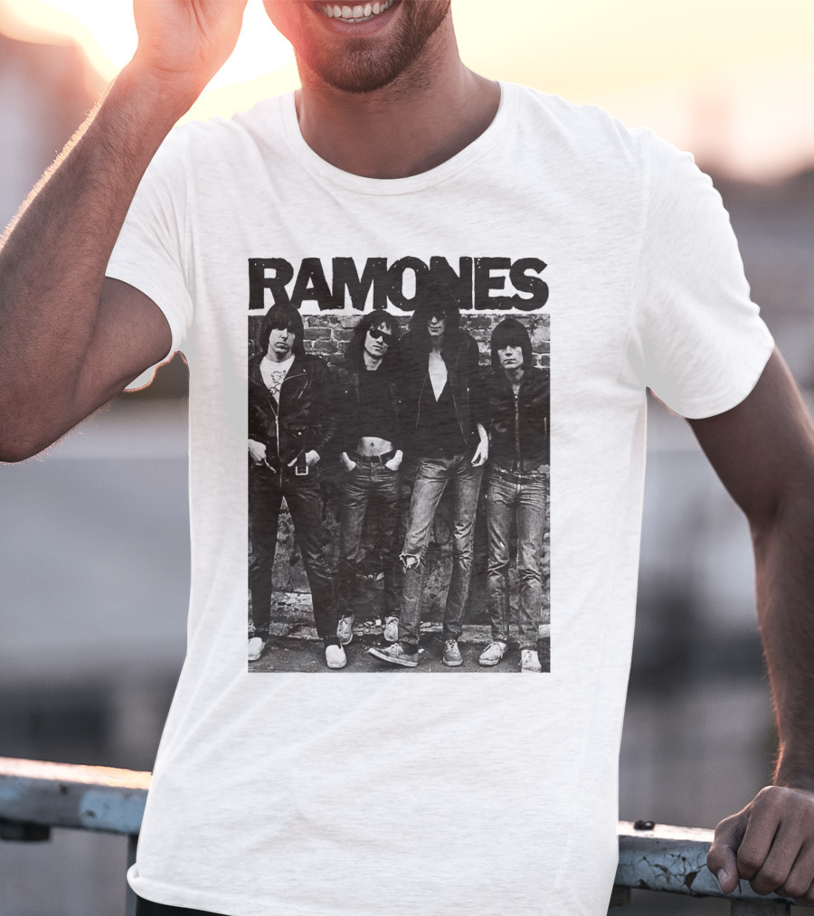 Ramones Black And White Band Photo Iconic Punk Rock Group T-Shirt
