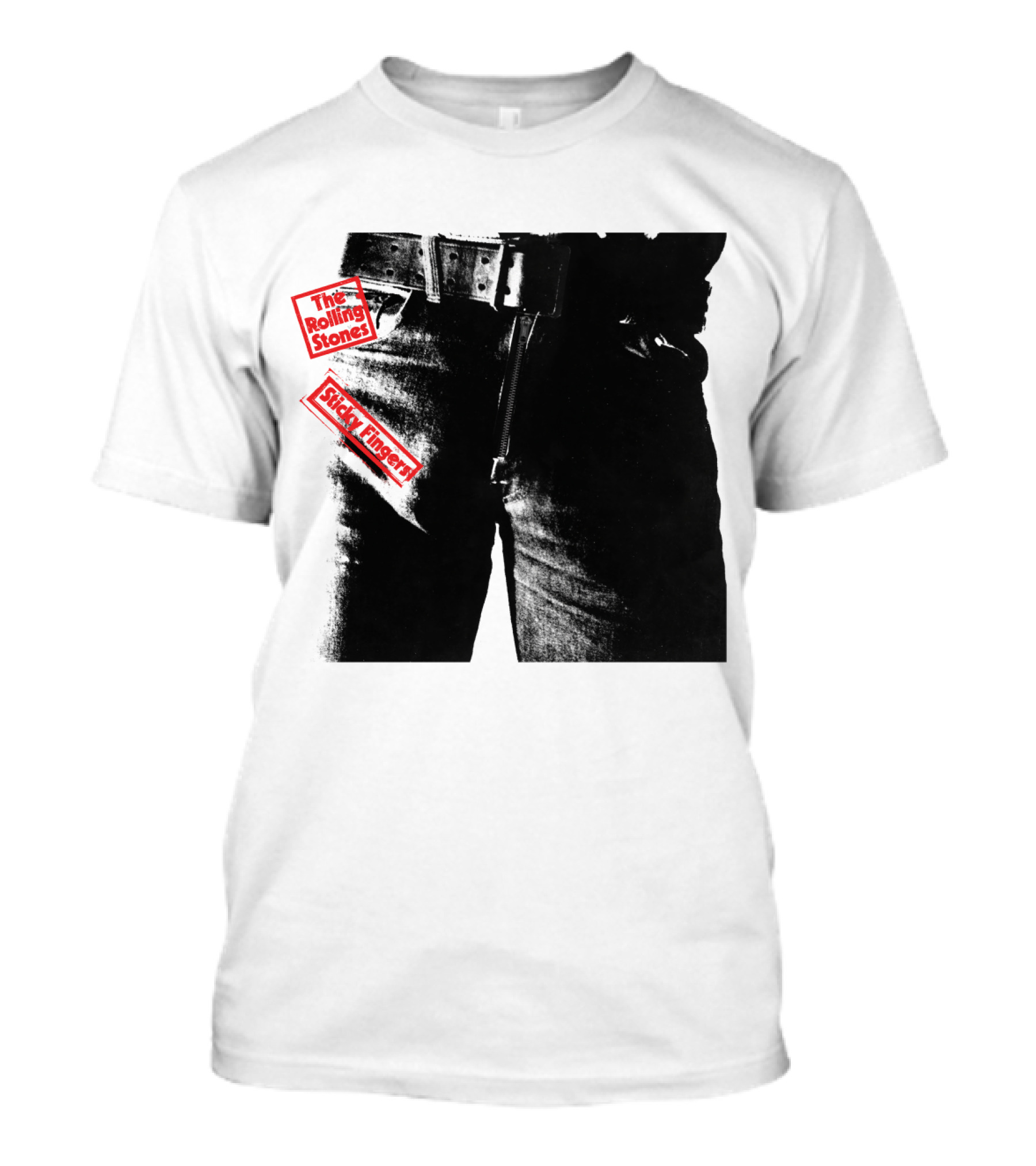 The Rolling Stones Sticky Fingers 1971 Iconic Black And White Jean Zipper T-Shirt