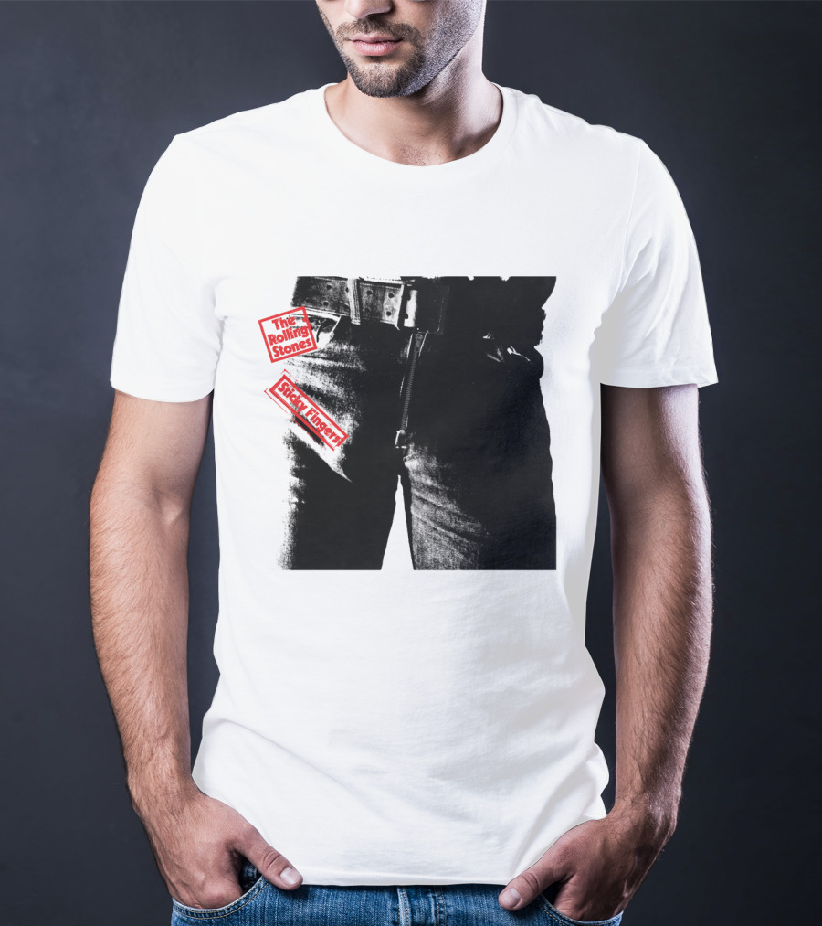 The Rolling Stones Sticky Fingers 1971 Iconic Black And White Jean Zipper T-Shirt