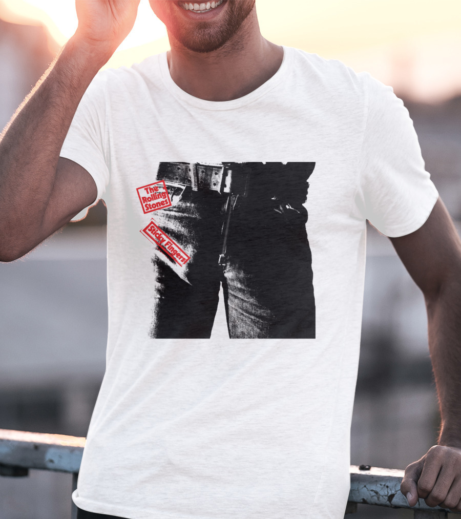 The Rolling Stones Sticky Fingers 1971 Iconic Black And White Jean Zipper T-Shirt